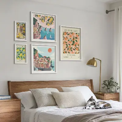 Pajūrio vaisių turgūs 5 paveikslų rinkinys su rėmais