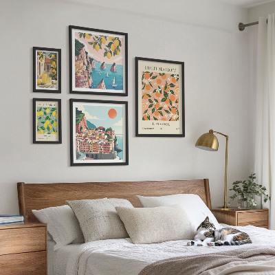 5 paveikslų rinkinys su rėmais Pajūrio vaisių turgūs