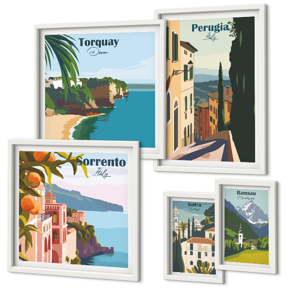 Sieninė paveikslų galerija Vaizdingi Italijos miesteliai