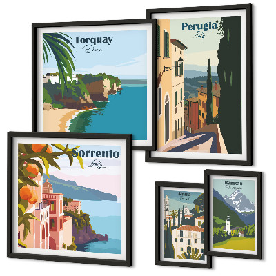 Sieninė paveikslų galerija Vaizdingi Italijos miesteliai