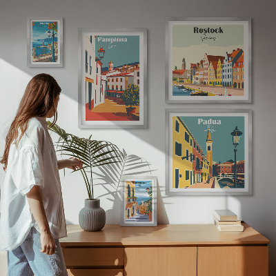 Paveikslų rinkinys miegamajam Europos miestų vaizdai, architektūra