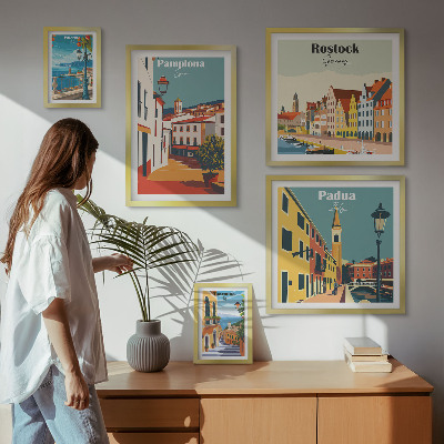 Paveikslų rinkinys miegamajam Europos miestų vaizdai, architektūra