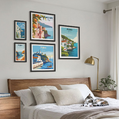 5 paveikslų rinkinys su rėmais Graikijos salų kraštovaizdžiai