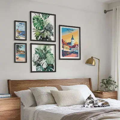 Paveikslų rinkinys miegamajam su Lenkijos pakrantės miestų flora