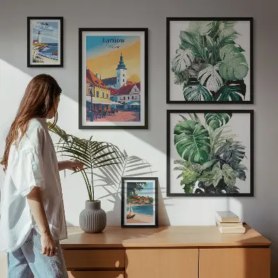 Paveikslų rinkinys miegamajam su Lenkijos pakrantės miestų flora