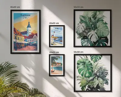 Paveikslų rinkinys miegamajam su Lenkijos pakrantės miestų flora
