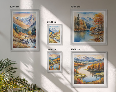 Sieninė paveikslų galerija Rudens kalnai, upės, namai