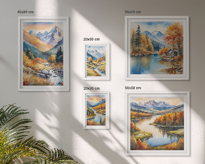 Sieninė paveikslų galerija Rudens kalnai, upės, namai