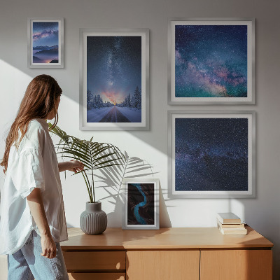 5 paveikslų rinkinys su rėmais Kosminiai naktiniai peizažai