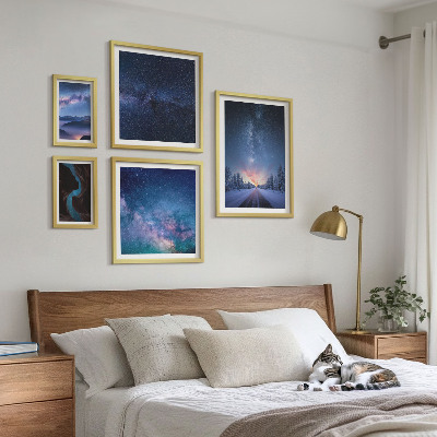 5 paveikslų rinkinys su rėmais Kosminiai naktiniai peizažai