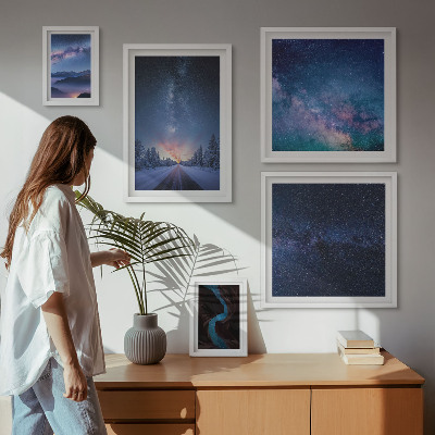 5 paveikslų rinkinys su rėmais Kosminiai naktiniai peizažai