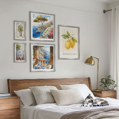 5 paveikslų rinkinys su rėmais Citrusinių vaisių akcentai Viduržemio jūros stiliumi