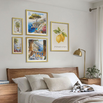 5 paveikslų rinkinys su rėmais Citrusinių vaisių akcentai Viduržemio jūros stiliumi