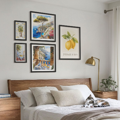 5 paveikslų rinkinys su rėmais Citrusinių vaisių akcentai Viduržemio jūros stiliumi
