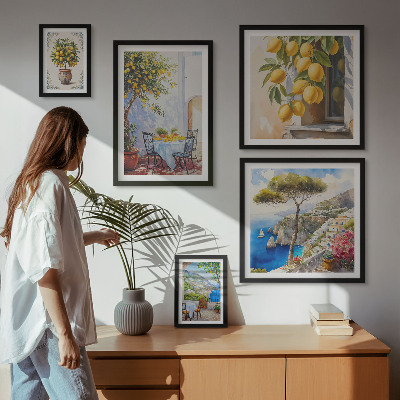 Paveikslų rinkinys miegamajam Citrusinių vaisių įkvėpimo saulė