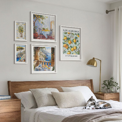 5 paveikslų rinkinys su rėmais Citrusinių vaisių įkvėpimas Provanse