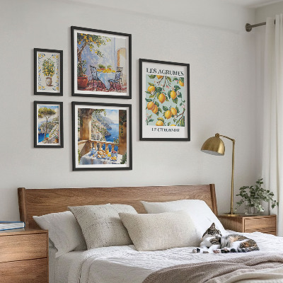 5 paveikslų rinkinys su rėmais Citrusinių vaisių įkvėpimas Provanse