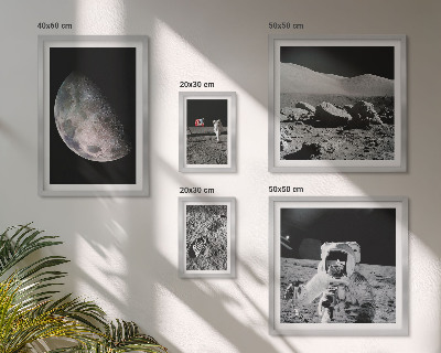 Paveikslų rinkinys miegamajam Astronautų mėnulio peizažai