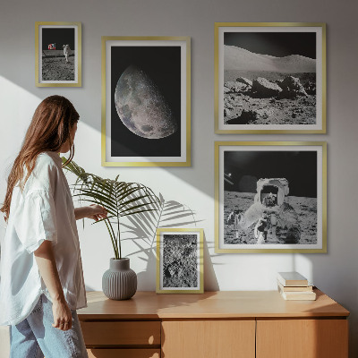 Paveikslų rinkinys miegamajam Astronautų mėnulio peizažai