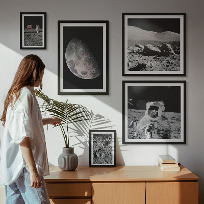 Paveikslų rinkinys miegamajam Astronautų mėnulio peizažai