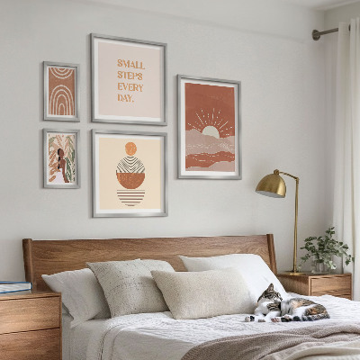 5 paveikslų rinkinys su rėmais Boho stiliaus gamtos teigiami šūkiai
