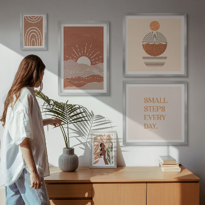 5 paveikslų rinkinys su rėmais Boho stiliaus gamtos teigiami šūkiai