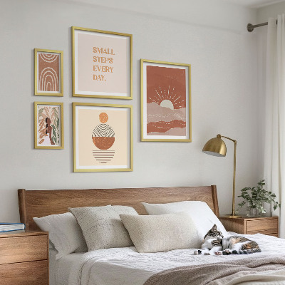 5 paveikslų rinkinys su rėmais Boho stiliaus gamtos teigiami šūkiai