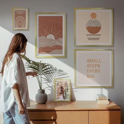 5 paveikslų rinkinys su rėmais Boho stiliaus gamtos teigiami šūkiai