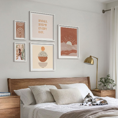 5 paveikslų rinkinys su rėmais Boho stiliaus gamtos teigiami šūkiai