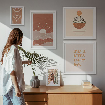 5 paveikslų rinkinys su rėmais Boho stiliaus gamtos teigiami šūkiai
