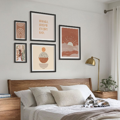5 paveikslų rinkinys su rėmais Boho stiliaus gamtos teigiami šūkiai