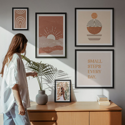 5 paveikslų rinkinys su rėmais Boho stiliaus gamtos teigiami šūkiai