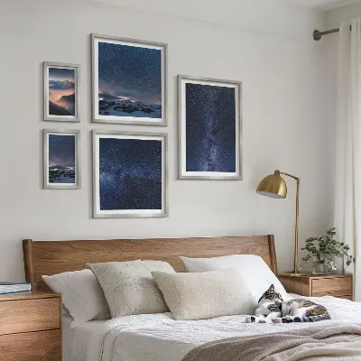 Kosminiai dangaus peizažai 5 paveikslų rinkinys su rėmais