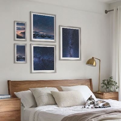 5 paveikslų rinkinys su rėmais Kosminiai dangaus peizažai