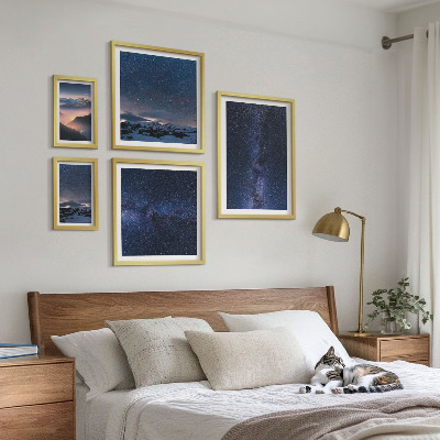 5 paveikslų rinkinys su rėmais Kosminiai dangaus peizažai