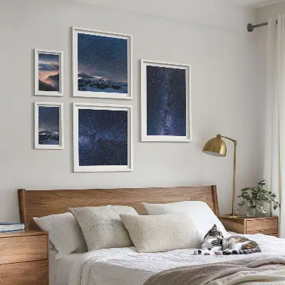 Kosminiai dangaus peizažai 5 paveikslų rinkinys su rėmais