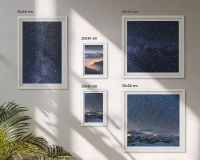 Kosminiai dangaus peizažai 5 paveikslų rinkinys su rėmais