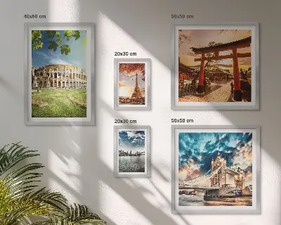 Pasaulio architektūros ikonos 5 paveikslų rinkinys su rėmais