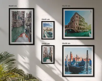 Paveikslų rinkinys miegamajam venecijos kanalų ir gondolų vaizdas