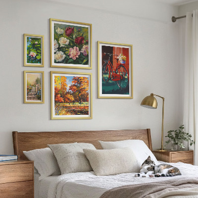 5 paveikslų rinkinys su rėmais Gėlių dviračių vaizdingumas