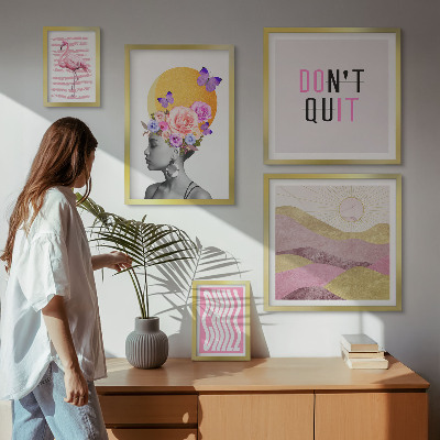 Paveikslų rinkinys miegamajam Boho stiliaus gėlių įkvėpimas