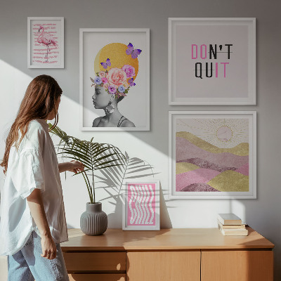 Paveikslų rinkinys miegamajam Boho stiliaus gėlių įkvėpimas