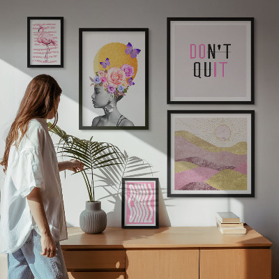 Paveikslų rinkinys miegamajam Boho stiliaus gėlių įkvėpimas