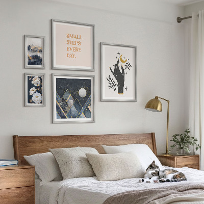5 paveikslų rinkinys su rėmais Boho stilius su gamta ir žinutėmis