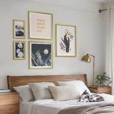 5 paveikslų rinkinys su rėmais Boho stilius su gamta ir žinutėmis