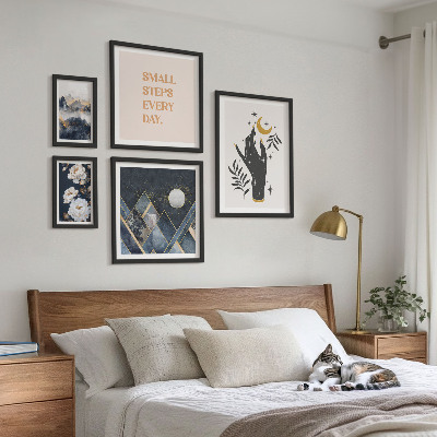 5 paveikslų rinkinys su rėmais Boho stilius su gamta ir žinutėmis