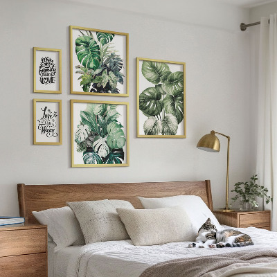 Paveikslų rinkinys miegamajam Augalų motyvai bohemiškos citatos