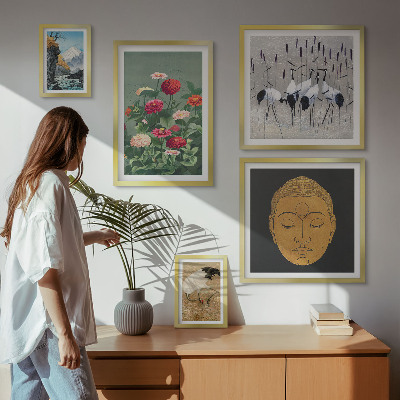 Sieninė paveikslų galerija Azijos peizažų gėlės
