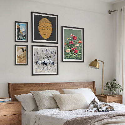 Sieninė paveikslų galerija Azijos peizažų gėlės