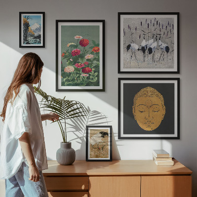 Sieninė paveikslų galerija Azijos peizažų gėlės